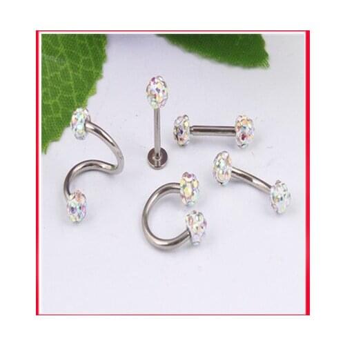16G labret rings L31 free shipping 50pcs /lot mix 5 style Ferido ball CBR spiral nose ring eyebrow ring lip stud body jewelry