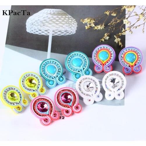 KPacTa Light Luxury Handmade Weaving Soutache Drop Earring Ethnic Jewelry Female Crystal Earring Banquet Gifts boucle d'oreille