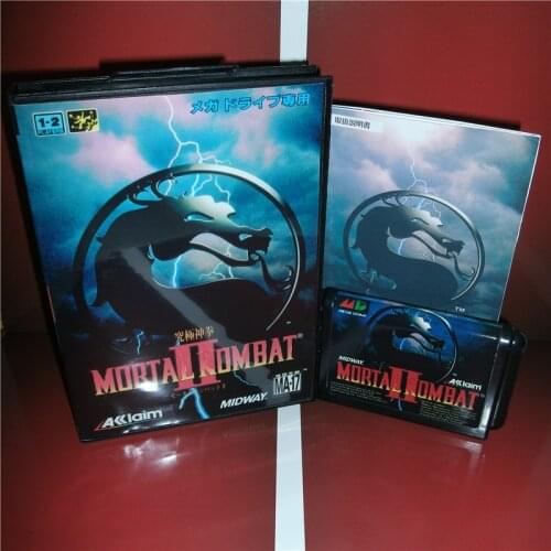 Mortal Kombat 2 Japan Cover with Box and Manual for MD MegaDrive Genesis Video Game Console 16 bit MD card