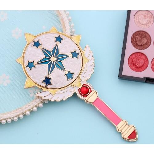 Cartoon Cardcaptor Sakura Handheld Makeup Mirror Kawaii Hand Mirror Handle Cosmetic Compact Mirror for Women