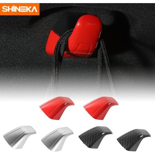 SHINEKA Interior Stickers for Challenger 2015+ Rear Roof Hook Cover Decoration Accessories for Dodge Challenger 2015 up