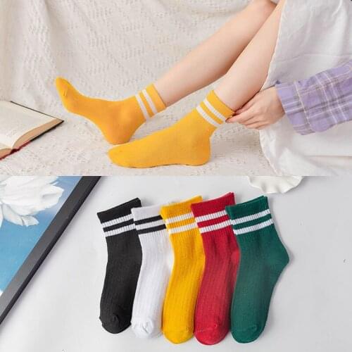 Sports Socks, Two Bars, Unisex, Autumn And Winter Tube Socks, Breathable, Sweat-Absorbent, Running 100% Cotton Football Socks
