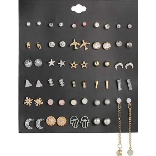 2020 New Arrival Long Tassel Stud Earrings For Women Kids Ear Jewelry 30Pairs/Set Shiny Crystal Mixed Earrings Set