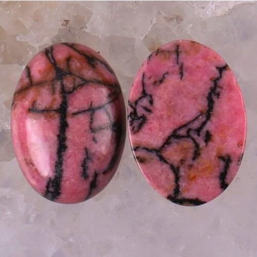 30x22MM Rhodonite Bead Oval Cabochon CAB GEM Jewelry Making (2pcs/lot) H052
