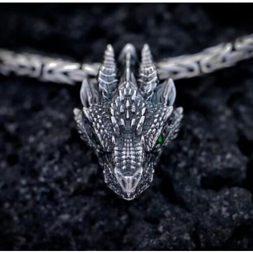 Green Eyed Dragon Necklaces For Men Women Sweater Chain Cool Gothic Punk Mortorcycle Biker Party Hip Hop Fashion Jewelry Gift