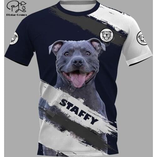 PLstar Cosmos Animal Rottweiler Staffy Pitbull Dog Funny Mens/Womens 3DPrint Unisex Summer Streetwear T-Shirt Short Sleeves A-2