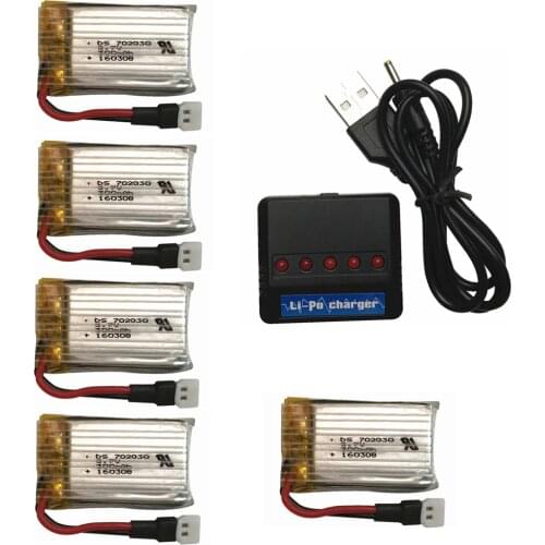 Hot 5 x 3.7V 300mAh Battery With 1 to 5 Charger For E55 FQ777 FQ17W Hubsan H107 Syma X11C JD385 JJ1000A H108C U816