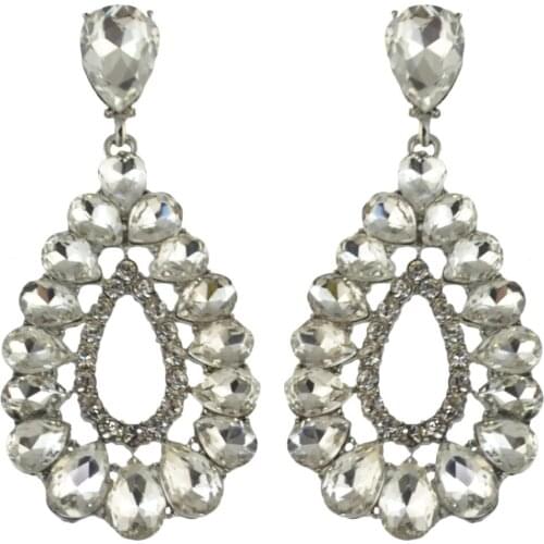 Luxury Bride Big Pendants Statement Bridal Drop Earrings Long Blue Black Crystal Earrings For Women Wedding Jewelry Brincos 2021