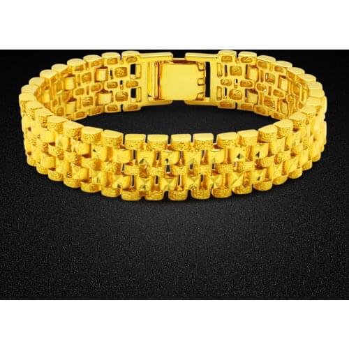 Bohemia luxury womens gold bracelet ladies wristband bracelet gold chain 16MM charm jewelry gift Not fade