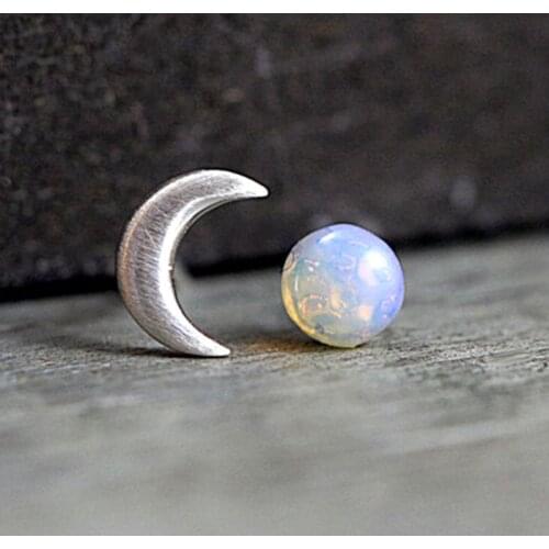 Women Fashion Top Earrings Natural Semi-precious Stone Moon Sun Star Gold Stud Earrings Girl Birthday Gift Dropshipping