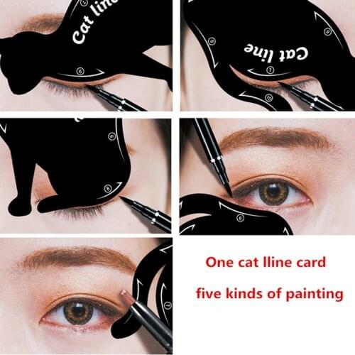 Womens Cat Line Pro Eye Makeup Tool Eyeliner Stencils Template Shaper Model eyebrow definition shaping