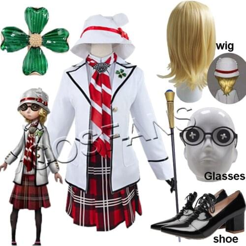 Identity V Cosplay Costume Blind Girl Helena Adams Cosplay Uniform Costume Full Set Halloween Carnival Christmas Full set wig