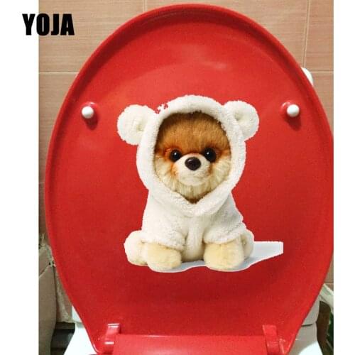 YOJA 17.3*18.5CM Lovely Puppy Cartoon Wall Decal Home Room Decoration Toilet Sticker T1-0326