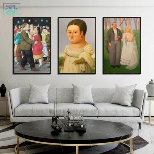 Funny Art Fat Dancer Couple Canvas Paintings By Fernando Botero Posters and Prints Living Room Wall Art Mural Picture Decoration