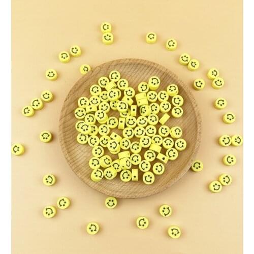 Yellow Smiling Face Scattered Beads round Polymer Clay Beads Handmade DIY Ornament Accessories Bracelet Pendant Beads
