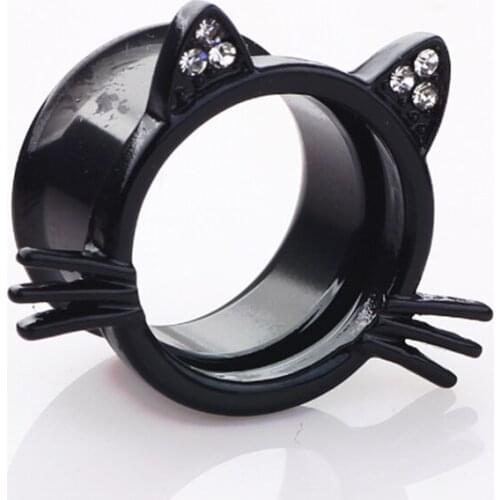 Hot Sale Stainless Steel Cute Ear Plugs Tunnels Flesh Expansions Piercing Gauges Cat Ear Ears Expanders Women Men Body Jewelry