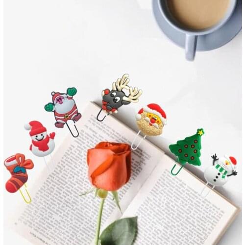 1pcs Christmas Bookmarks Santa Claus Snowman Page Holder Paper Clips for Teacher Students Stationery School Supply Party Gift