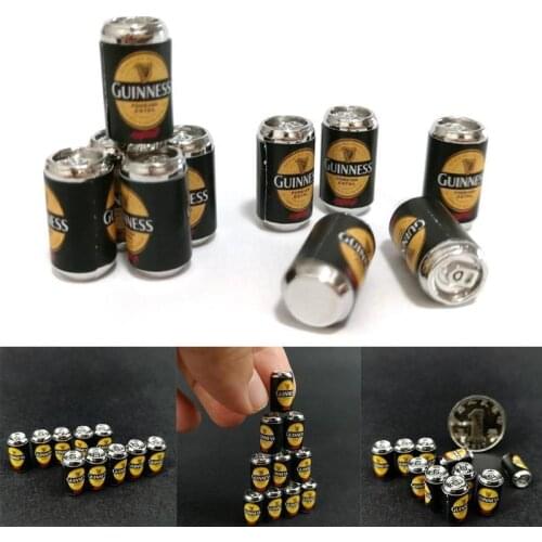 10pcs/set Dollhouse Decoration Simulation Black Green Beer Cans 1:12 Scale Miniature Beer Can Scene Model Dollhouse Accessories