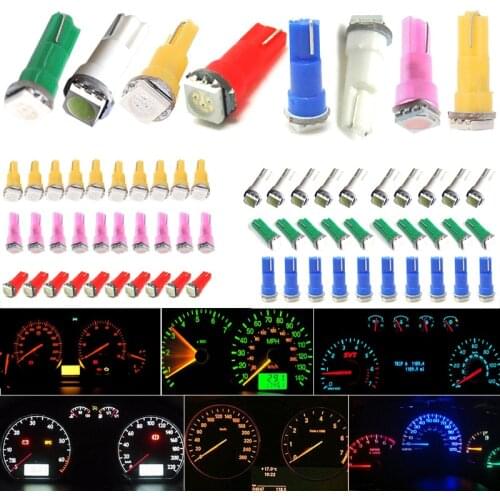 10pcs T5 17 37 73 74 SMD 5050 Auto 12VLED Lamp Car Dashboard Instrument Light Bulb For Ford