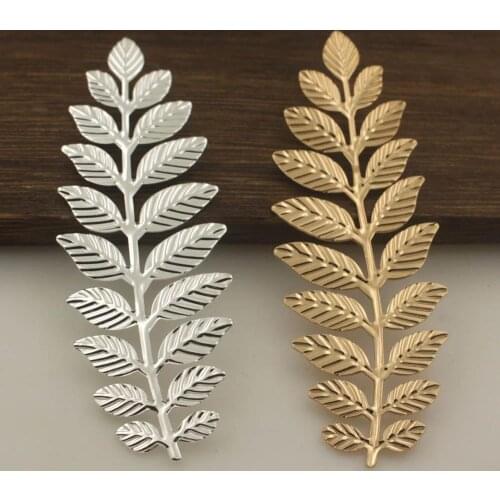 20pcs Long Vine Leaf Branch Embellishment Brass Metal Stamping Findings Quality DIY Women Bride Wedding Hair Jewelry Accessories