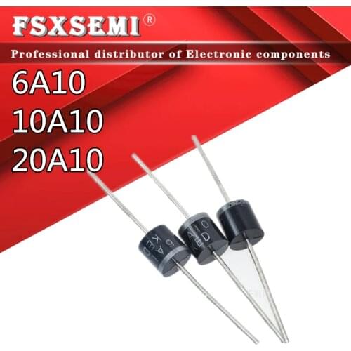 20pcs/lot 6A10 10A10 20A10 Rectifier Diode 6A 10A 20A 1000V R-6