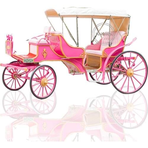 6 Passenger Pink Electric Morden Vintage Wedding Horse Carriage Outdoor Marathon Sightseeing Car