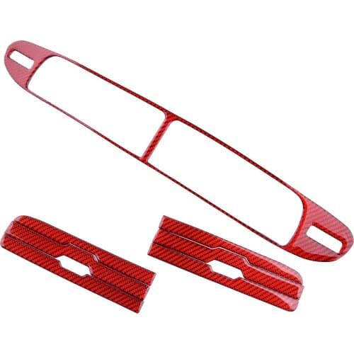 7Pcs/Set Car Red Carbon Fiber Central Console Dashboard Air Vent Outlet Panel Cover Trim Fit For Chevrolet Camaro 2010 2011-2015