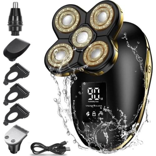 Head Shaver, Electric Razor Men 6-in-1Electric Shaver with Manual Shaver Wet Dry Bald Head Shaver 5D Floating USB Rechargeable