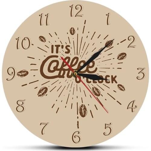 Its Coffee O'Clock Coffee Beans Acrylic Wall Clock Printed Watch Satt Coffee Lover Cafe Shop House Home Kitchen Decortion