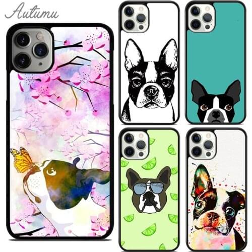Boston Terrier Dog Phone Case for iPhone 11 12 Pro Max mini X XR XS SE 2020 5s 6S 7 8 Plus Samsung Galaxy S8 S9 S10 Cover shell