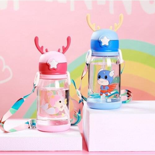 500ML Kids Water Bottle With Straw Cute Leakproof Child School Outdoor Travel Portable Tumbler Kawaii Cup Girl BPA Free