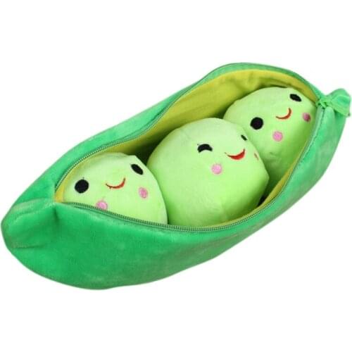 Baby Green Pea Plant Beans Plush Toys for Children Kids 3 Cute Smile Balls with Bag Plush Stuffed Toys Girls Boys Christmas Gift