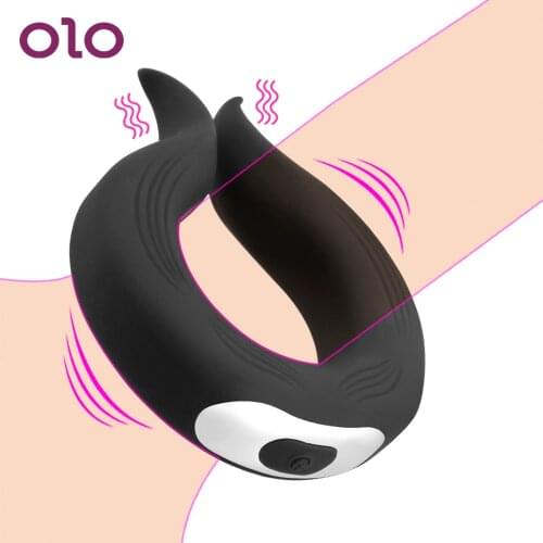 OLO Penis Ring Vibrator Erotic Male Chastity Cock Ring 10 Frequency Delay Ejaculation Dildos Vibration For Gay Sex Toys for Man