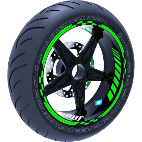 Fluorescent Green Moto GP Inner Outer Rim Rim Set Tape Wheel Stripes Decals Sticker CinarExtreme