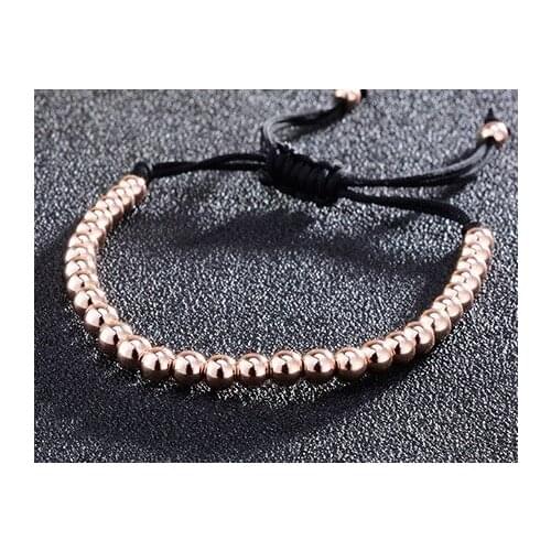 Htiyj2 silver gold ball bead copper Bracelet adjusted Macrame Charm Braided Rope Bangles women men gift