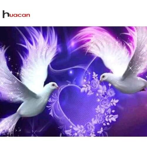 HUACAN Diamond Painting Love Full Square/Round Drill Diamond Embroidery Pigeon DIY Mosaic Cross Stitch Animals Decoration Home