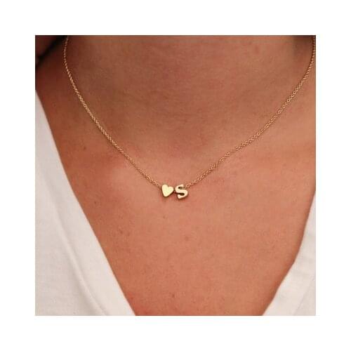 Name jewelry for Women Accessories girlfriend gift Fashion small delicate heart initial necklace personalized letter necklace