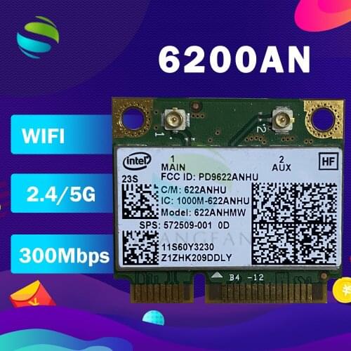 Intel Advanced-N 6200 6200AN 622AN 622ANHMW 6200AGN Half Mini PCIe 300M WLAN Card SPS:572509-001 for hp laptop