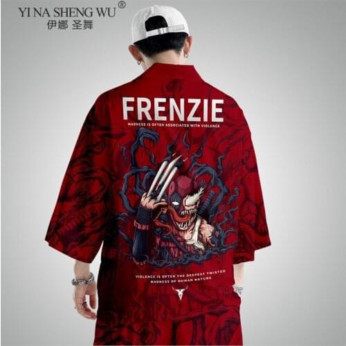 Oversize Printed Kimono New Style Japanese Fashion Cardigan Male Mens Samurai Clothing Traditional Kimono Japanese Clothing