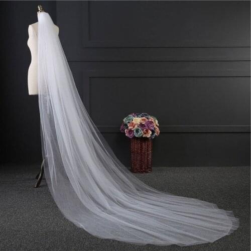 Classic Bridal Head Accessories 2 layer 5M Long White Ivory Wedding Veils with Comb Voile Mariage 3M 2 Couches Simple Veil