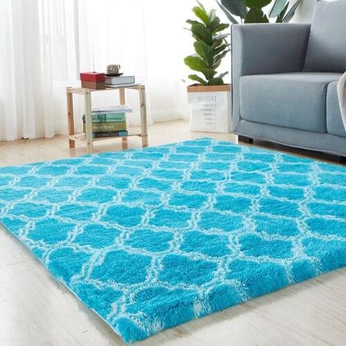 Bedroom carpet Nordic ins wind plush rug thickening encryption mat non-slip kitchen rug balcony bay window mat tie dyed carpet