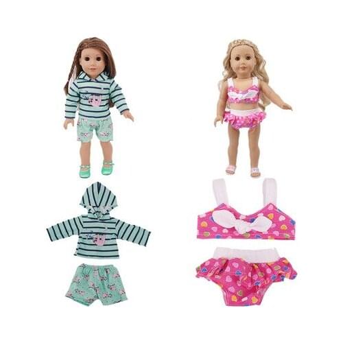 Doll Clothes 2-Piece Swimsuit, Sloth Sweate And Shorts Fit 18 Inch American&43cm Baby New Born Doll Accessories,OG Childrens