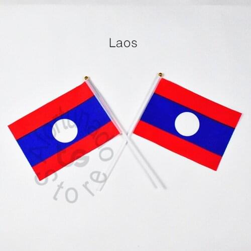 Laos 14*21cm flag Banner hand waving National flag Home Decoration flag banner