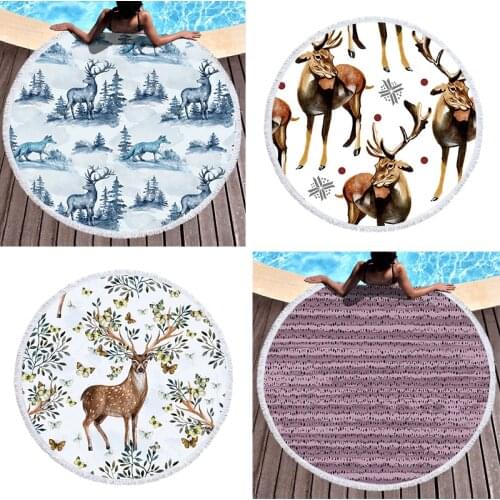 Elk Pine Tree Flowers Beach cover up large beach towels miraculous microfiber towel beach towel cleaning bath towels For home