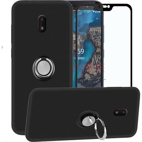 Magnetic Finger Ring Holder Phone Cover With Screen Protector for Nokia 1.4 X20 X10 G10 C20 5.4 2.4 3.4 8.3 C3 C1 Plus