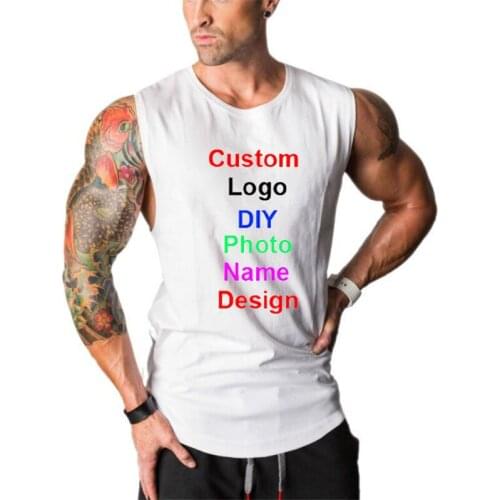 Design Brand Logo/Picture Custom Customized Print Gym Tank Top Mens Clothing Bodybuilding Workout Fitness Sleeveless Vest