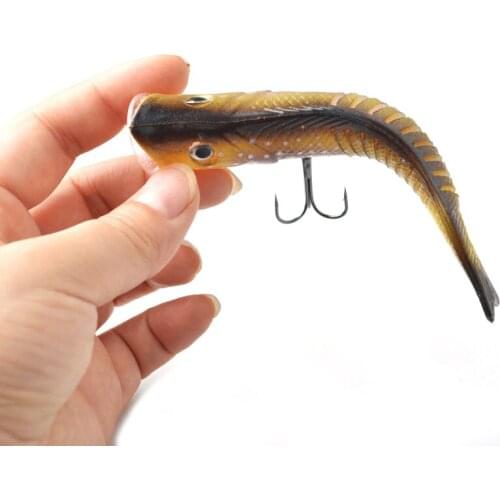 TOMA 110mm 17g Soft Plastic Fishing Lures Minnow 3D Eyes Simulation Tail Artificial Silicone Sea Fishing Lure Big Pike Soft Bait