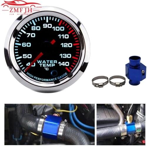 40~140 Celsius 52MM Racing Gauge Water Temperature Gauge Kit Car with Water Temp Joint Pipe Sensor Adapter Radiator 28-40MM