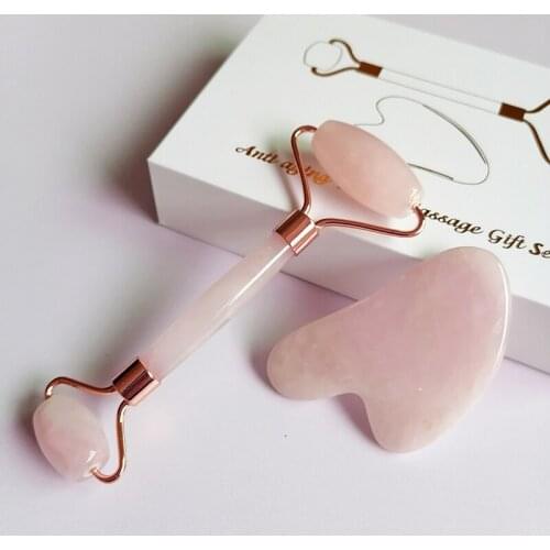 Jade Stone Roller Rose Quartz Natural Gua Sha Face Massage Slimmer Lift Wrinkle Double Chin Remover Beauty Care Slimming Tools