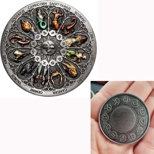 Very Beautiful Twelve Constellations Zodiac 999 Fine Silver Commemorative Coin Capricorn Aquarius Aries Souvenir Coins